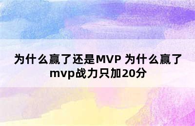 为什么赢了还是MVP 为什么赢了mvp战力只加20分